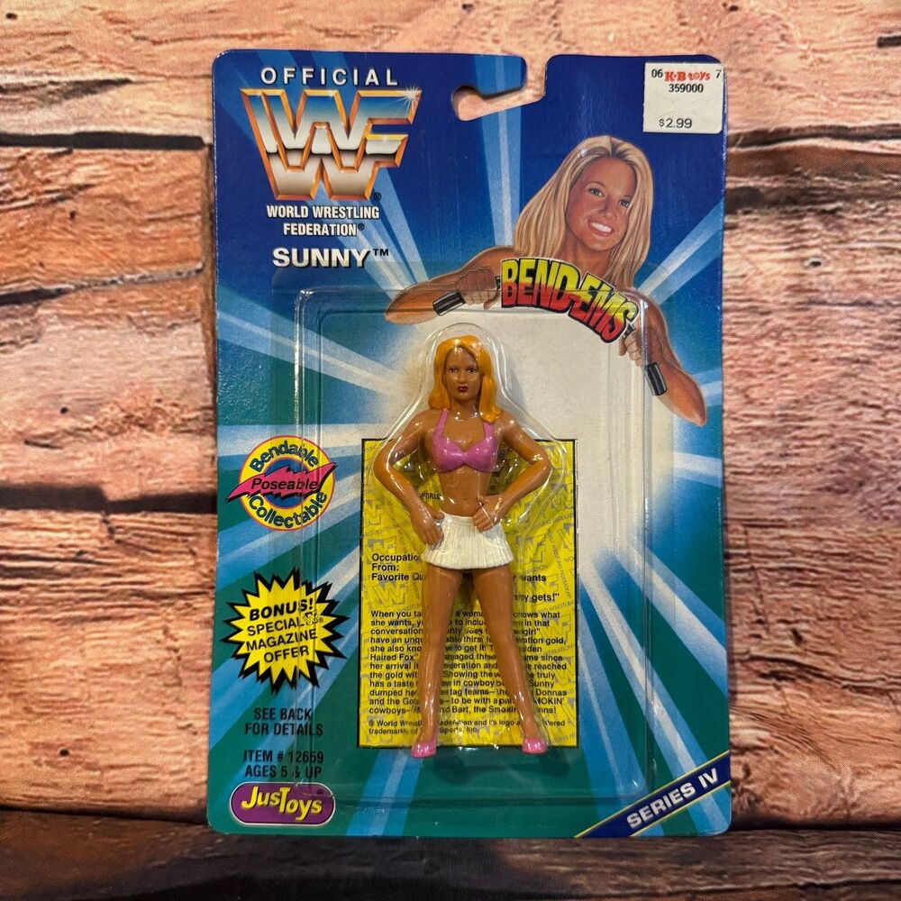 Vintage WWF Sunny Bend Ems Figure Just Toys 1996 WWE Series IV Action Figure MOC